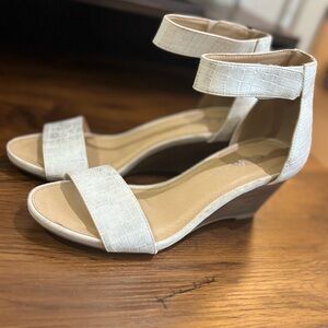 Women's White Ankle-Strap Wedge Sandals